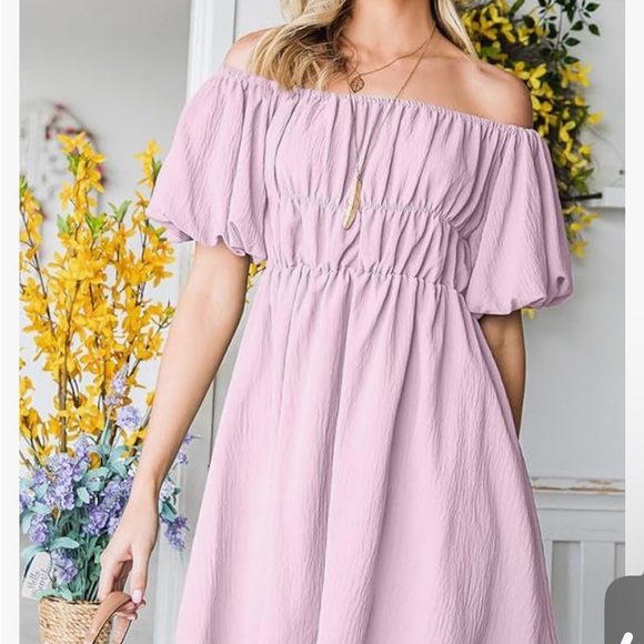 WOMEN’S SZ SMALL OFF THE SHOULDER PINK DRESS. MEROKEETY. #256 - Picture 2 of 4